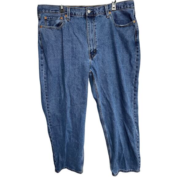 Levis 550 Relaxed Baggy Jeans Mens 42x30 Dark Blue Denim Pockets 100% Cotton - Picture 1 of 6